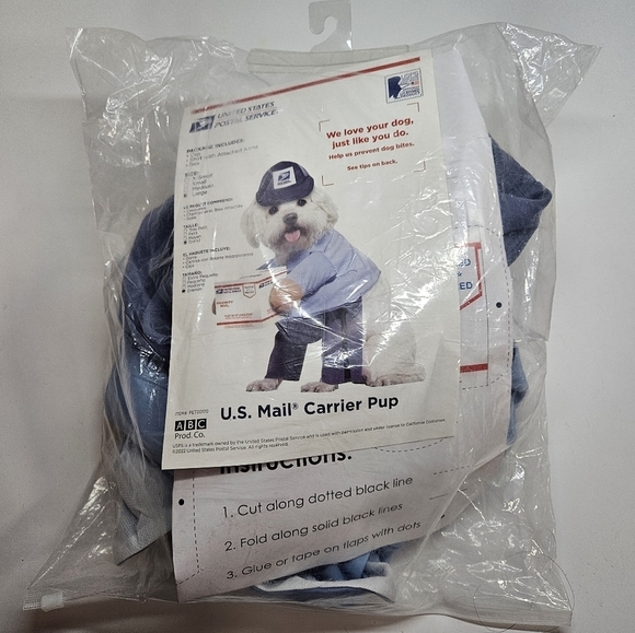 NEW U.S. Mail Carrier Pup Dog Costume Partial Set Pet Large - Picture 2 of 4